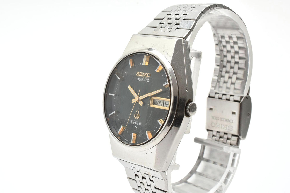 良品 SEIKO セイコー タイプII TYPE II 4336-8060 クォーツ デイデイト ダークグリーン文字盤 ステンレス ヴィンテージ 1970年代 メンズ 腕時計 稼働品