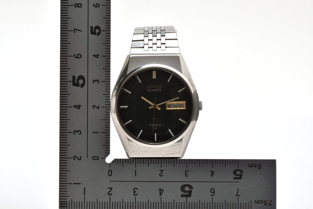 良品 SEIKO セイコー タイプII TYPE II 4336-8060 クォーツ デイデイト ダークグリーン文字盤 ステンレス ヴィンテージ 1970年代 メンズ 腕時計 稼働品