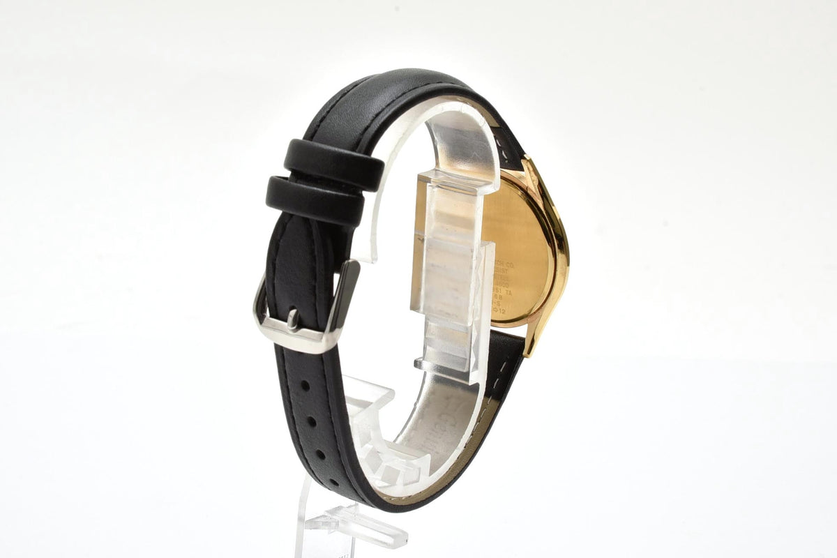 美品 CITIZEN シチズン EXCEED エクシード 8020-H17851 クォーツ 極薄 ゴールドカラー ホワイト文字盤 革ベルト ヴィンテージ 1990年代 メンズ 腕時計 稼働品