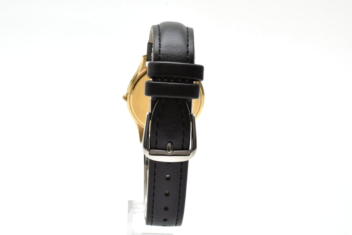 美品 CITIZEN シチズン EXCEED エクシード 8020-H17851 クォーツ 極薄 ゴールドカラー ホワイト文字盤 革ベルト ヴィンテージ 1990年代 メンズ 腕時計 稼働品