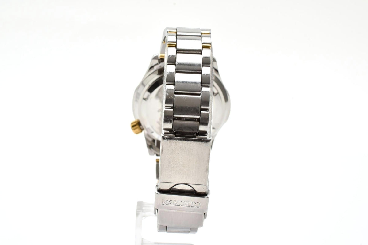 美品 CITIZEN シチズン 6038-G06358 クォーツ 200m防水 ダイバーデザイン 回転ベゼル ツートン コンビ ホワイト文字盤 ヴィンテージ 1990年代 メンズ 腕時計 稼働品