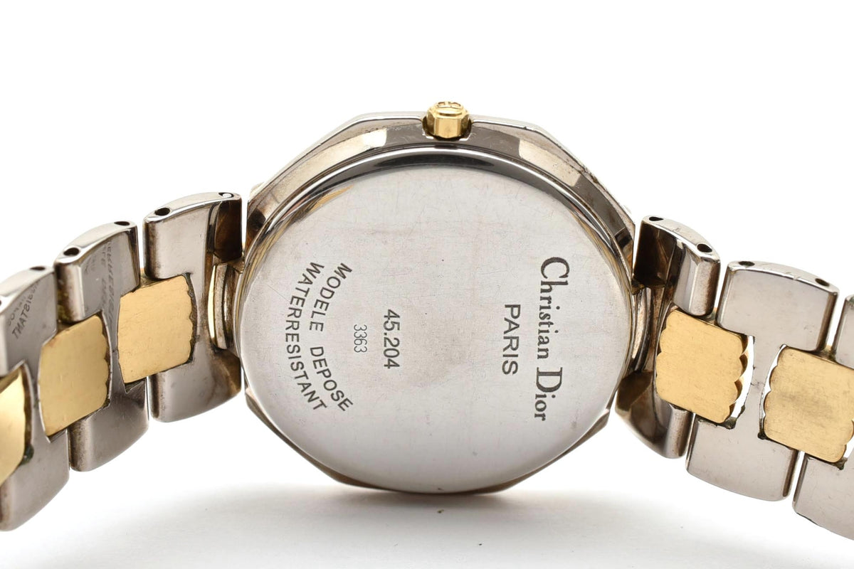 美品 Christian Dior クリスチャンディオール 45.204 オクタゴン 八角形 クォーツ デイト CDロゴ文字盤 ツートン コンビ スイス製 ヴィンテージ メンズ レディース 腕時計 稼働品