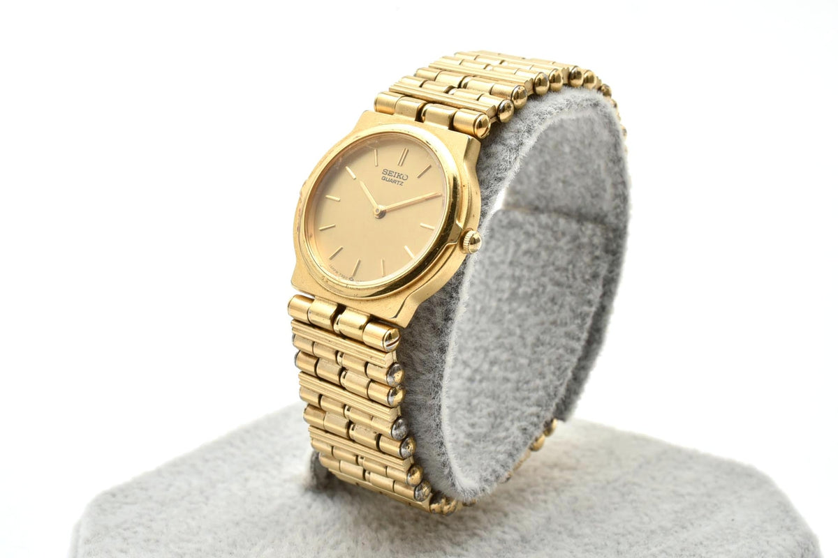 美品 SEIKO セイコー 7320-0320 クォーツ ゴールドカラー ラウンド ブレスレット ヴィンテージ 1980年代 レディース 腕時計 稼働品