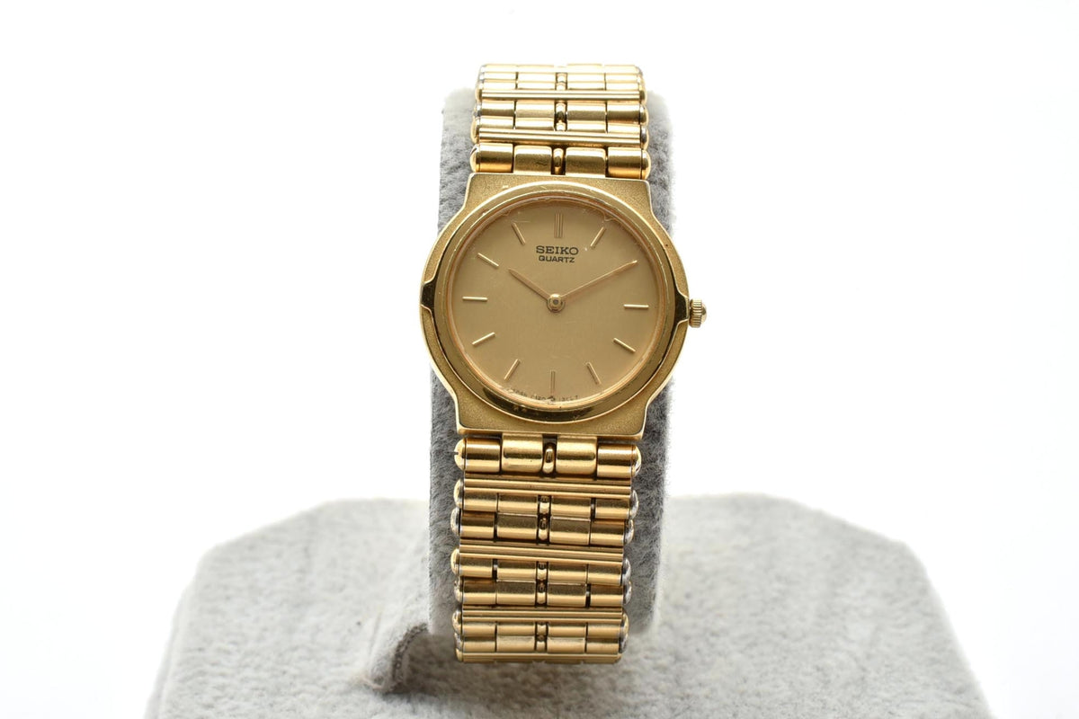 美品 SEIKO セイコー 7320-0320 クォーツ ゴールドカラー ラウンド ブレスレット ヴィンテージ 1980年代 レディース 腕時計 稼働品