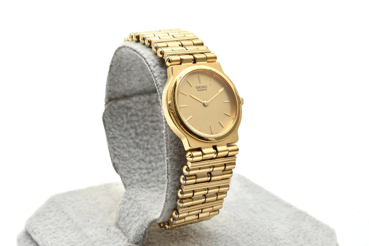 美品 SEIKO セイコー 7320-0320 クォーツ ゴールドカラー ラウンド ブレスレット ヴィンテージ 1980年代 レディース 腕時計 稼働品