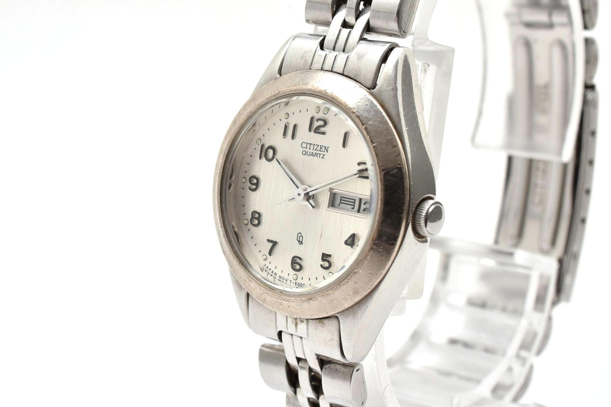 美品 CITIZEN シチズン 6000-S96419 クォーツ デイデイト アラビア数字 ステンレス レディース 腕時計 稼働品