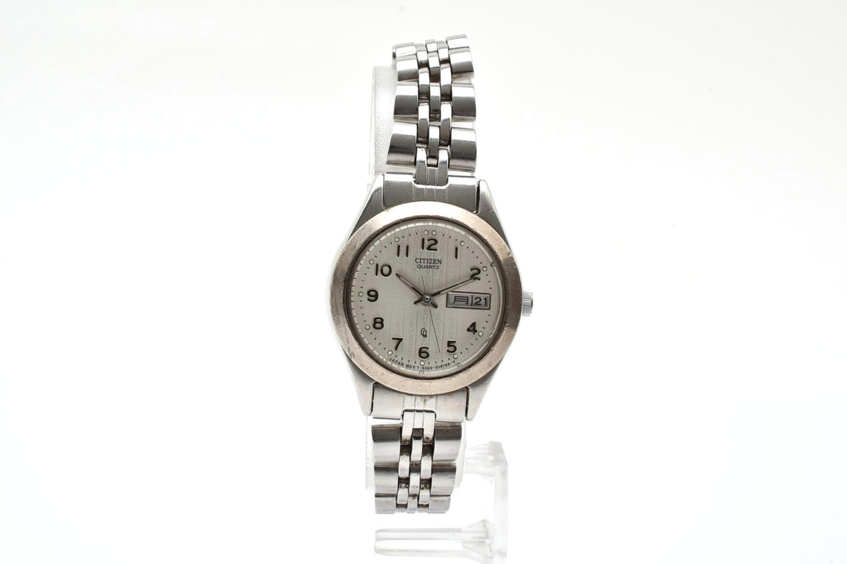 美品 CITIZEN シチズン 6000-S96419 クォーツ デイデイト アラビア数字 ステンレス レディース 腕時計 稼働品