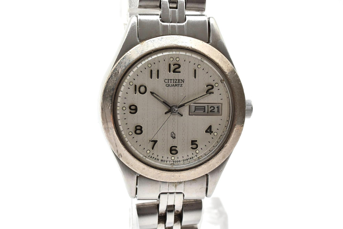 美品 CITIZEN シチズン 6000-S96419 クォーツ デイデイト アラビア数字 ステンレス レディース 腕時計 稼働品