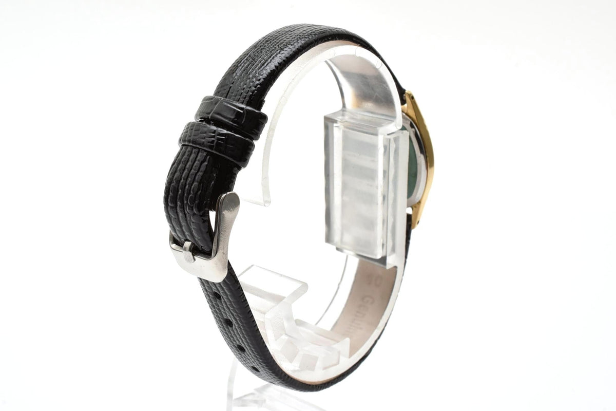 美品 SEIKO セイコー エクセリーヌ 7321-5010 クォーツ ゴールドカラー オーバル ゴールド文字盤 レザーベルト ヴィンテージ 1980年代 レディース 腕時計 稼働品