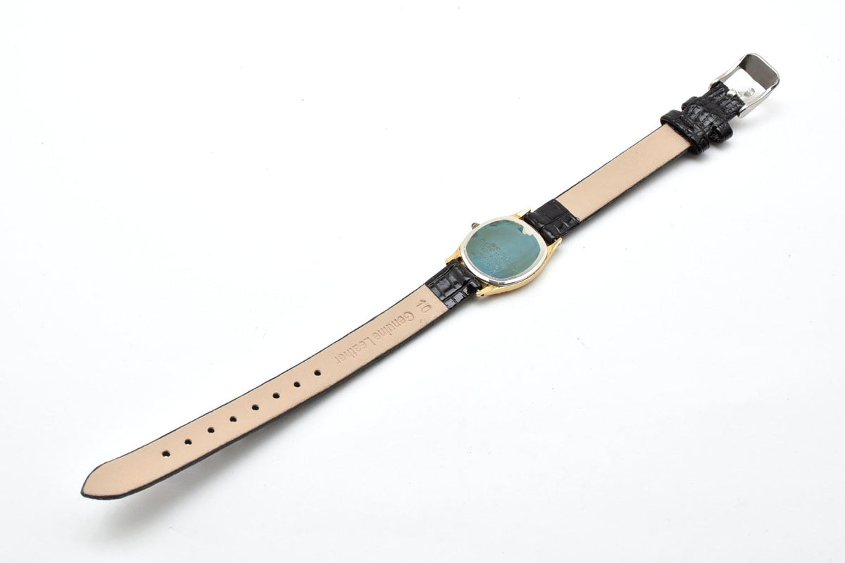 美品 SEIKO セイコー エクセリーヌ 7321-5010 クォーツ ゴールドカラー オーバル ゴールド文字盤 レザーベルト ヴィンテージ 1980年代 レディース 腕時計 稼働品