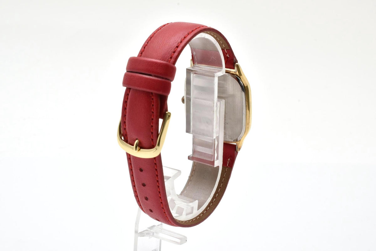 美品 SEIKO セイコー 6431-5050 クォーツ ゴールドカラー クッション ブラウン文字盤 レザーベルト ヴィンテージ 1980年代 メンズ 腕時計 稼働品