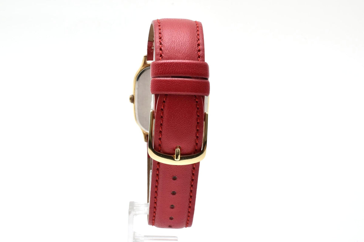 美品 SEIKO セイコー 6431-5050 クォーツ ゴールドカラー クッション ブラウン文字盤 レザーベルト ヴィンテージ 1980年代 メンズ 腕時計 稼働品