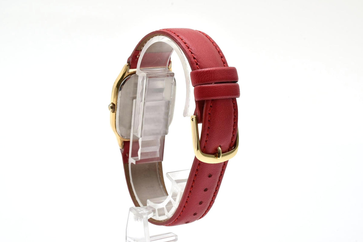 美品 SEIKO セイコー 6431-5050 クォーツ ゴールドカラー クッション ブラウン文字盤 レザーベルト ヴィンテージ 1980年代 メンズ 腕時計 稼働品