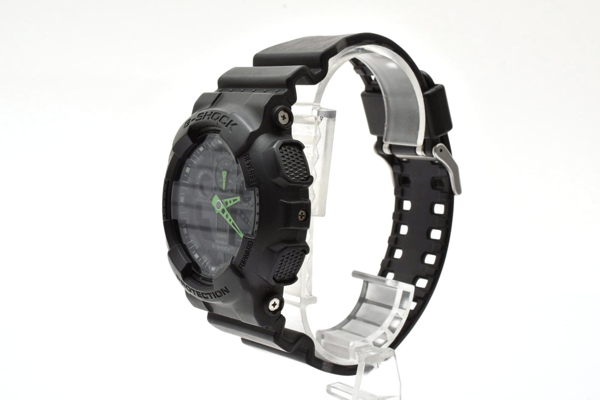 美品 CASIO カシオ G-SHOCK Gショック GA-100C アナデジ ビッグフェイス ブラック 黒 グリーン針 ネオン メンズ 腕時計 稼働品