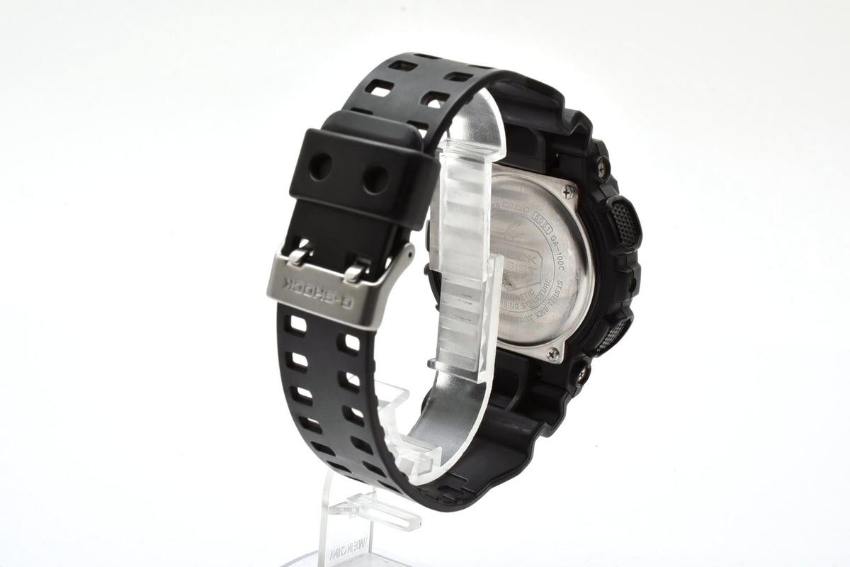 美品 CASIO カシオ G-SHOCK Gショック GA-100C アナデジ ビッグフェイス ブラック 黒 グリーン針 ネオン メンズ 腕時計 稼働品