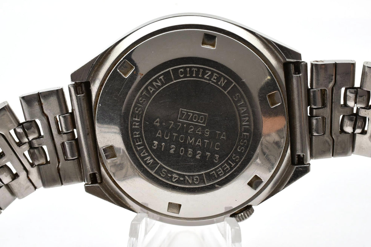 良品 CITIZEN シチズン セブンスターV2 SEVEN STAR 4-771249 自動巻き デイデイト ゴールド文字盤 トノー ステンレス ヴィンテージ 1970年代 メンズ 腕時計 稼働品