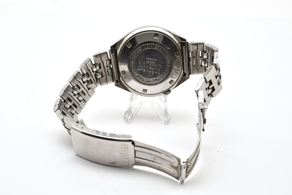 良品 CITIZEN シチズン セブンスターV2 SEVEN STAR 4-771249 自動巻き デイデイト ゴールド文字盤 トノー ステンレス ヴィンテージ 1970年代 メンズ 腕時計 稼働品