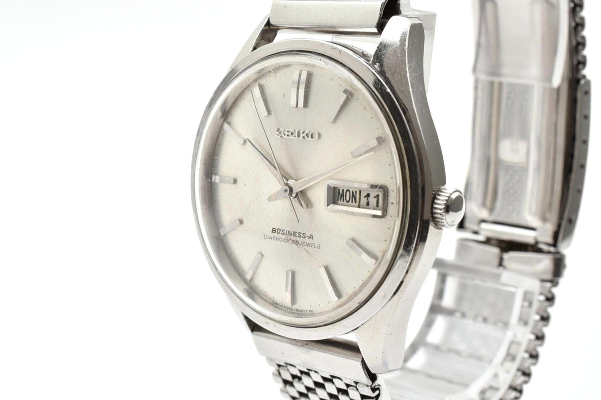 良品 SEIKO セイコー ビジネスA BUSINESS-A 8306-8001 自動巻き 27石 デイデイト シルバー文字盤 ステンレス ヴィンテージ 1960年代 メンズ 腕時計 稼働品