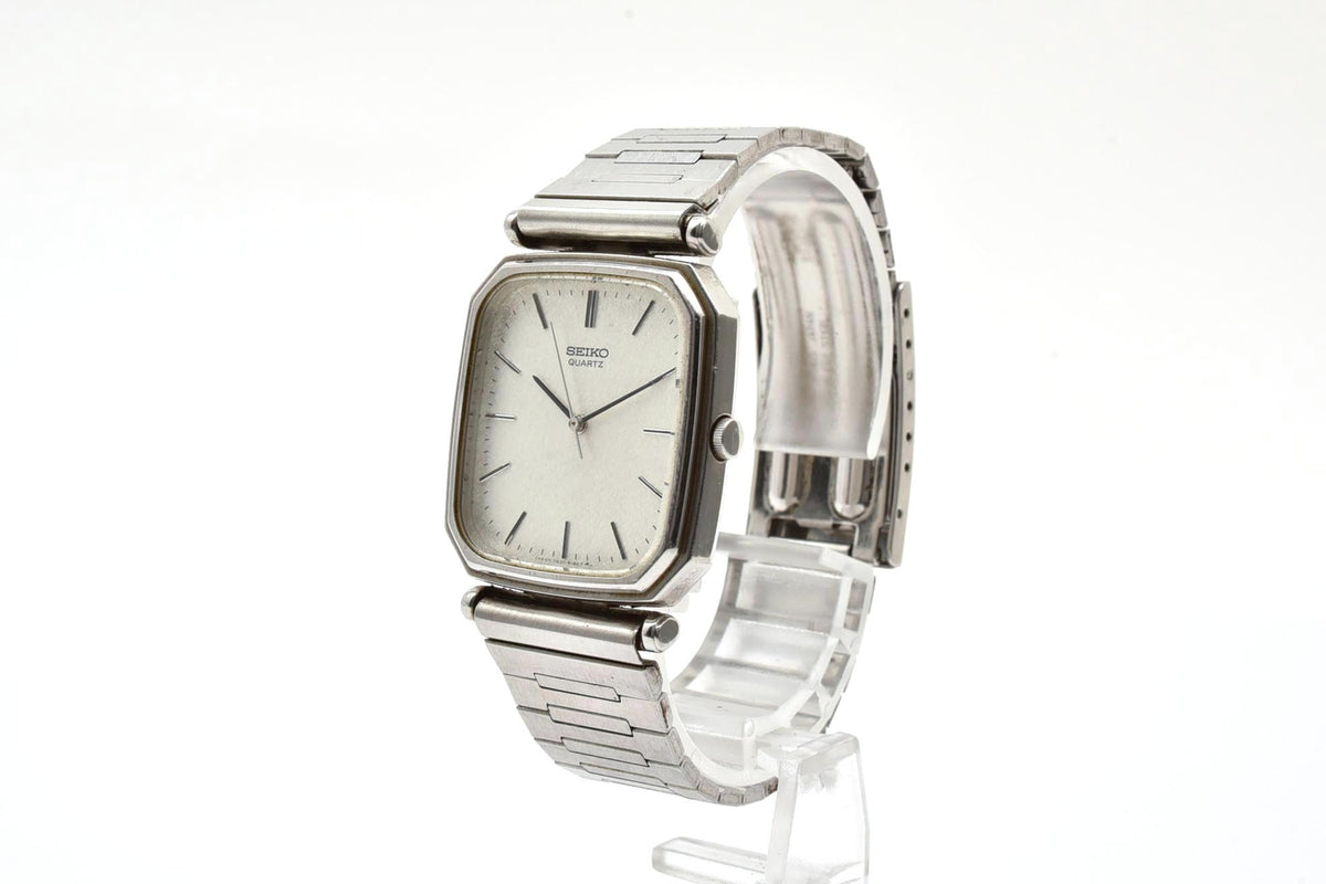 良品 SEIKO セイコー 7431-5130 クォーツ クッション シルバー文字盤 ステンレス ブレスレット ヴィンテージ 1980年代 ユニセックス 腕時計 稼働品