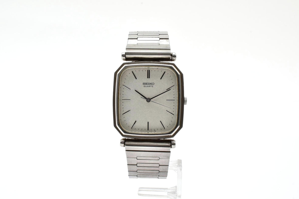 良品 SEIKO セイコー 7431-5130 クォーツ クッション シルバー文字盤 ステンレス ブレスレット ヴィンテージ 1980年代 ユニセックス 腕時計 稼働品