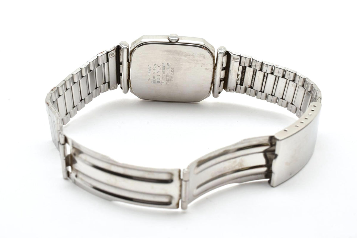 良品 SEIKO セイコー 7431-5130 クォーツ クッション シルバー文字盤 ステンレス ブレスレット ヴィンテージ 1980年代 ユニセックス 腕時計 稼働品