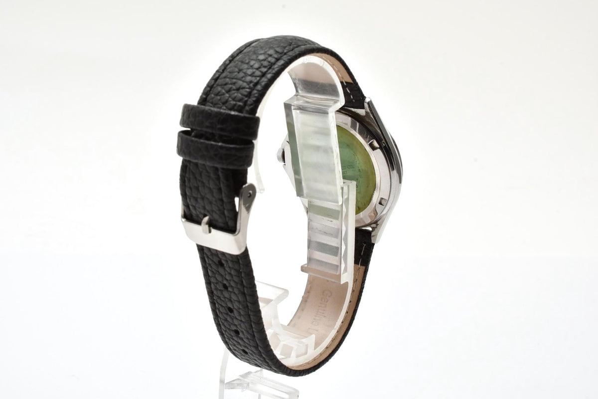 良品 CITIZEN シチズン 6100-G03665 クォーツ デイデイト 10気圧防水 シルバー文字盤 ステンレス 革ベルト メンズ 腕時計 稼働品