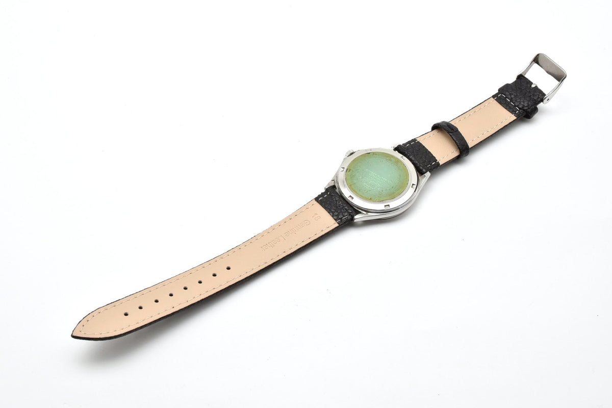良品 CITIZEN シチズン 6100-G03665 クォーツ デイデイト 10気圧防水 シルバー文字盤 ステンレス 革ベルト メンズ 腕時計 稼働品