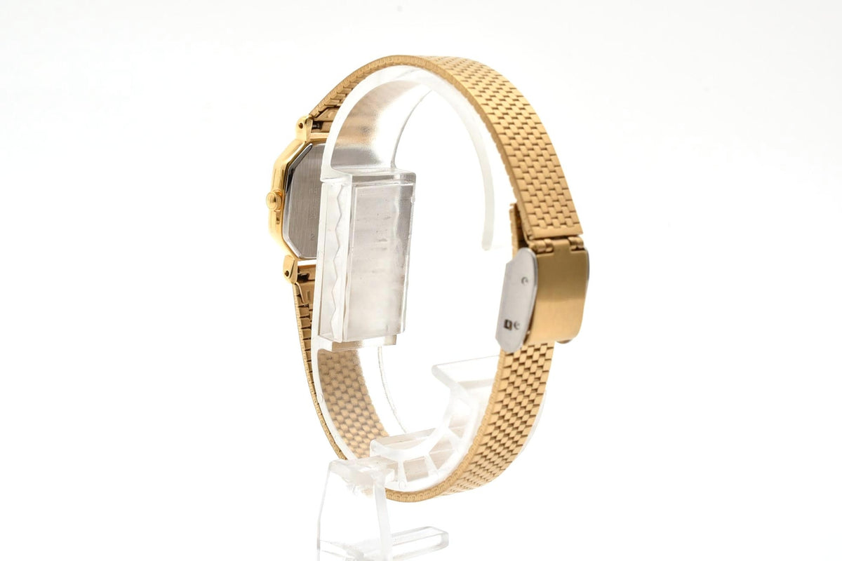 美品 SEIKO セイコー 4N21-5022 クォーツ 八角形 ゴールドカラー シャンパン文字盤 メッシュブレス 1990年代 レディース 腕時計 稼働品