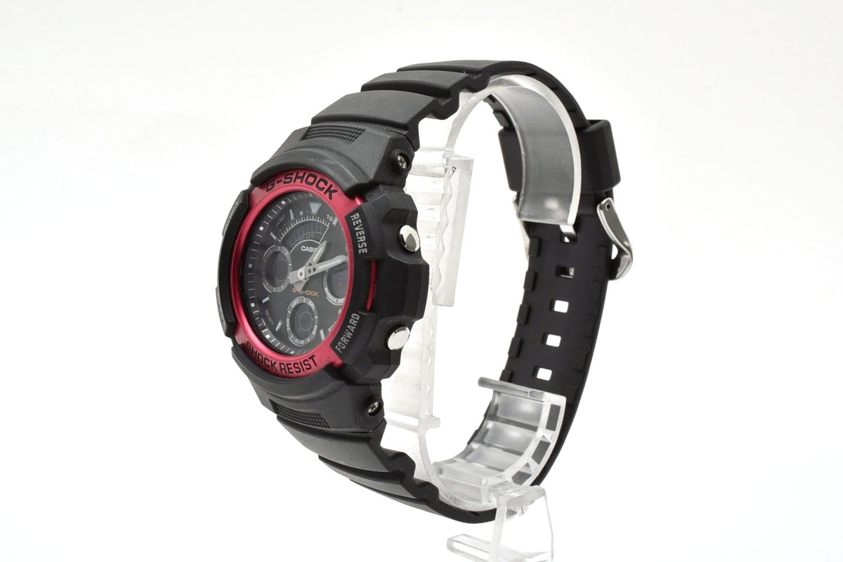 美品 CASIO カシオ G-SHOCK AW-591 アナデジ クォーツ 20気圧防水 ブラック×レッド 樹脂 ラバーベルト メンズ 腕時計 稼働品