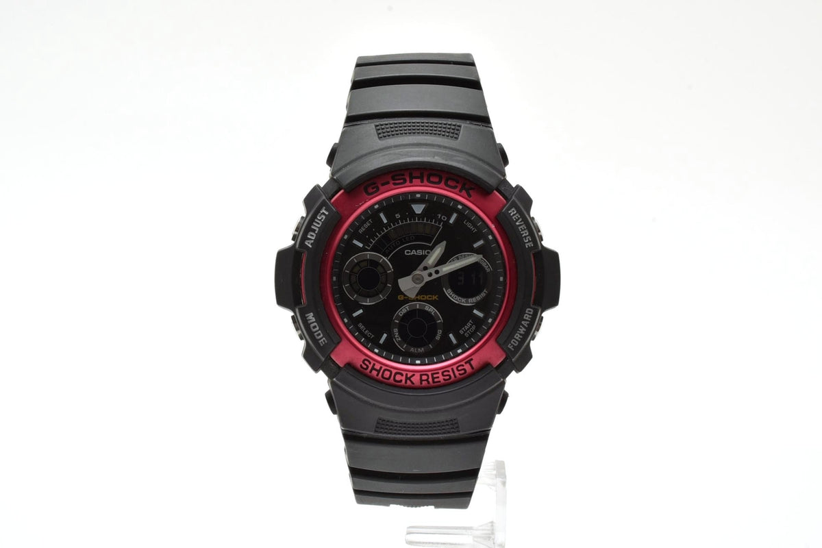 美品 CASIO カシオ G-SHOCK AW-591 アナデジ クォーツ 20気圧防水 ブラック×レッド 樹脂 ラバーベルト メンズ 腕時計 稼働品