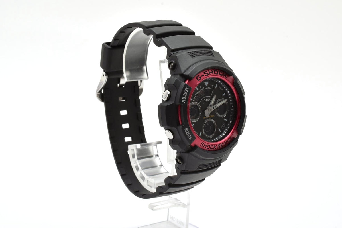 美品 CASIO カシオ G-SHOCK AW-591 アナデジ クォーツ 20気圧防水 ブラック×レッド 樹脂 ラバーベルト メンズ 腕時計 稼働品