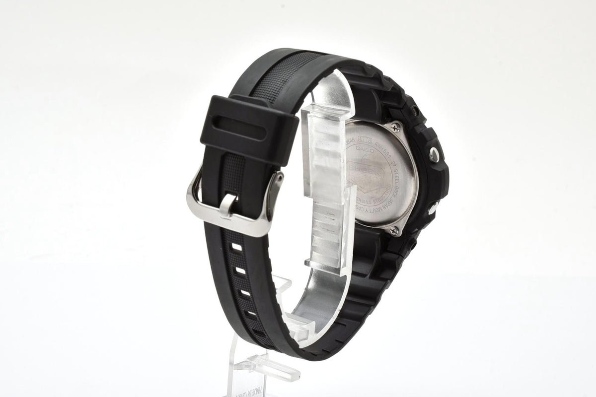美品 CASIO カシオ G-SHOCK AW-591 アナデジ クォーツ 20気圧防水 ブラック×レッド 樹脂 ラバーベルト メンズ 腕時計 稼働品