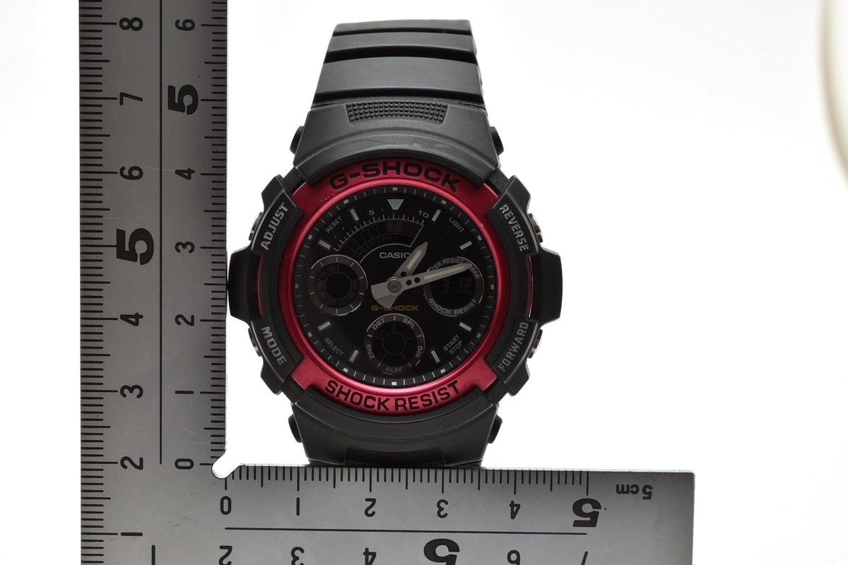美品 CASIO カシオ G-SHOCK AW-591 アナデジ クォーツ 20気圧防水 ブラック×レッド 樹脂 ラバーベルト メンズ 腕時計 稼働品