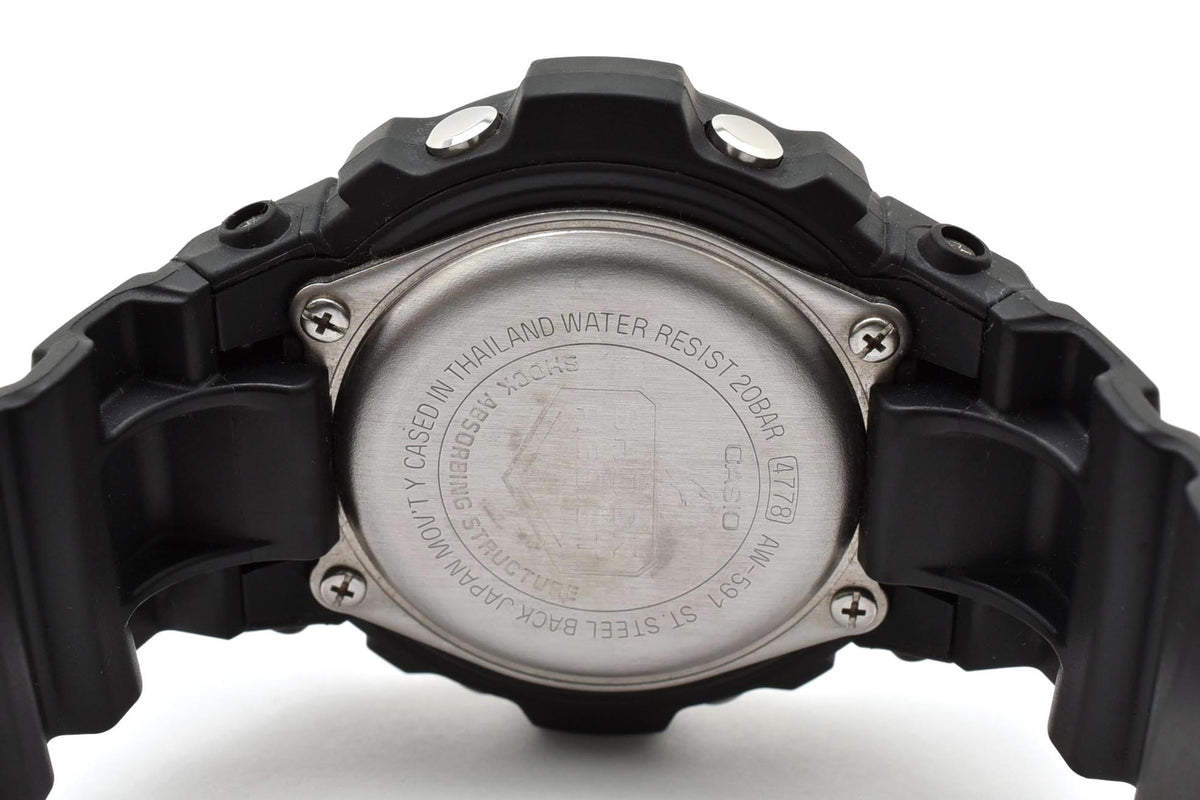 美品 CASIO カシオ G-SHOCK AW-591 アナデジ クォーツ 20気圧防水 ブラック×レッド 樹脂 ラバーベルト メンズ 腕時計 稼働品