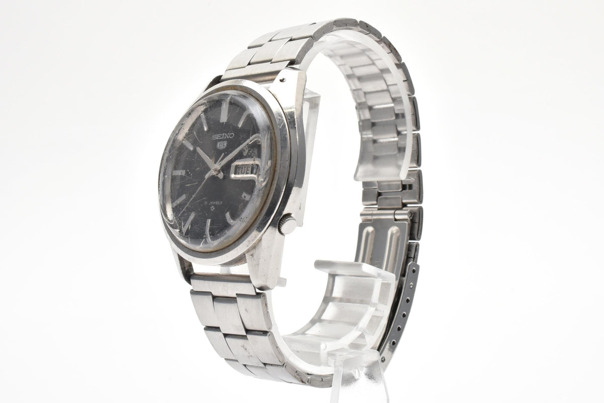 良品 SEIKO セイコー セイコー5 6119-8020 自動巻き 21石 デイデイト ブラック文字盤 ステンレス ヴィンテージ 1970年代 メンズ 腕時計 稼働品
