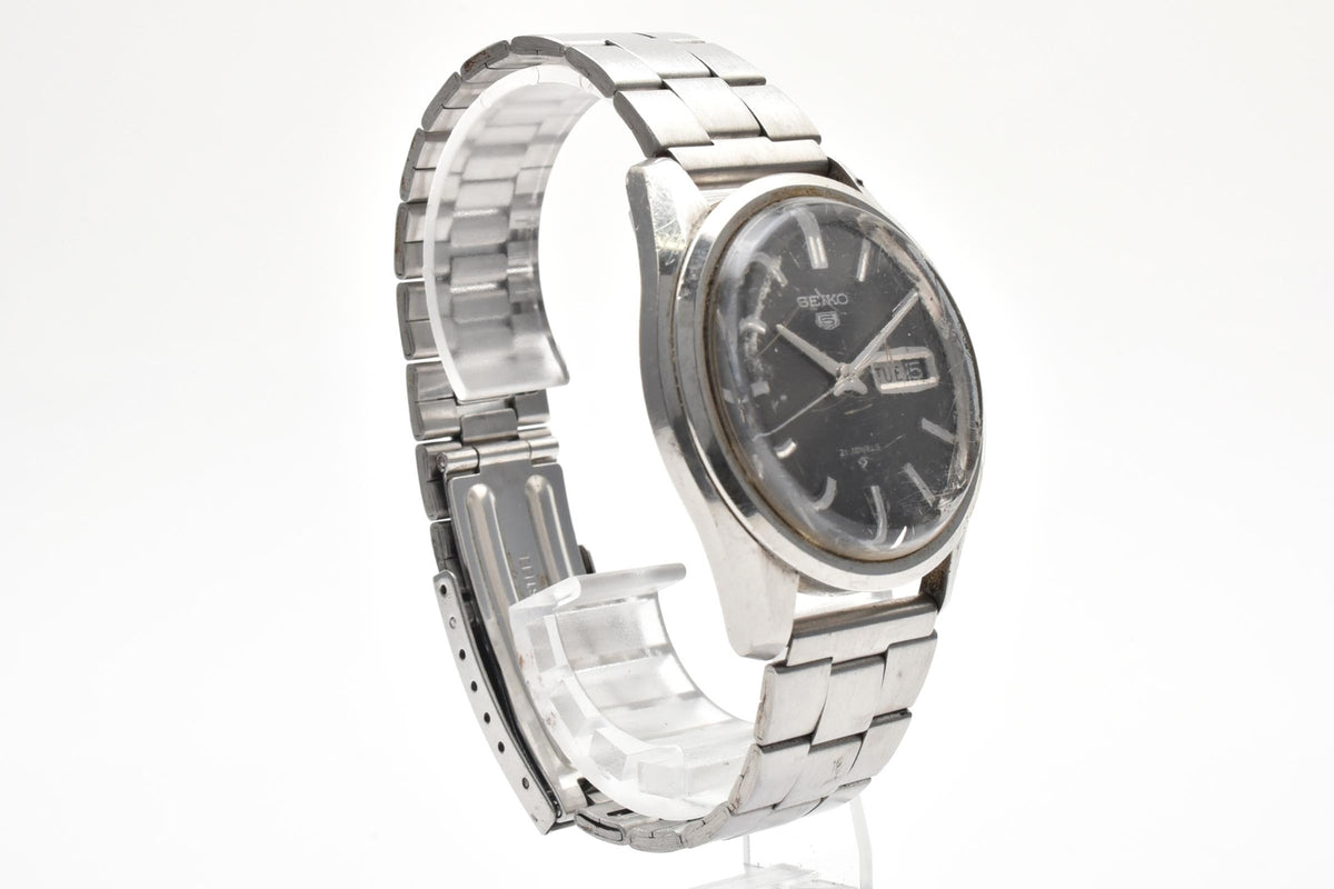 良品 SEIKO セイコー セイコー5 6119-8020 自動巻き 21石 デイデイト ブラック文字盤 ステンレス ヴィンテージ 1970年代 メンズ 腕時計 稼働品