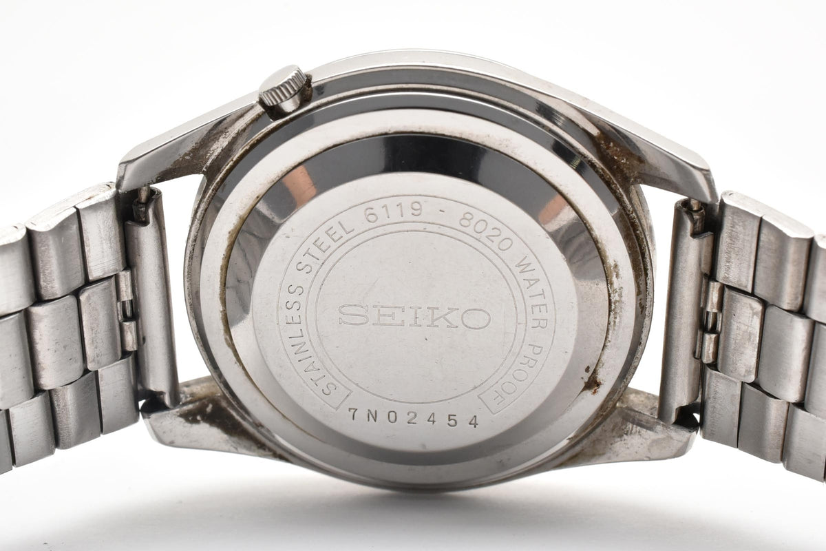 良品 SEIKO セイコー セイコー5 6119-8020 自動巻き 21石 デイデイト ブラック文字盤 ステンレス ヴィンテージ 1970年代 メンズ 腕時計 稼働品