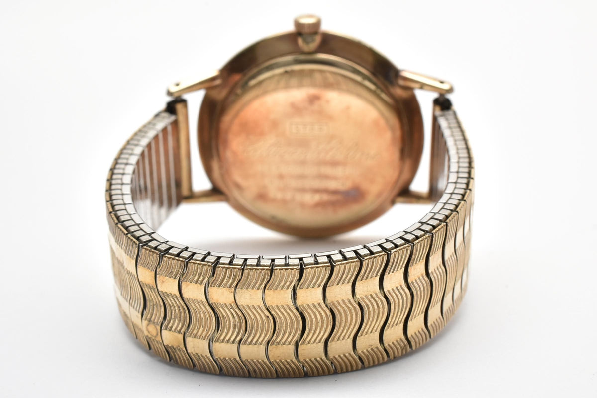 美品 CITIZEN シチズン ハイライン HL51507081 手巻き 25石 パラショック 14K GOLD FILLED シルバー文字盤 ゴールド 伸縮ブレス ヴィンテージ 1960年代 メンズ 腕時計 稼働品