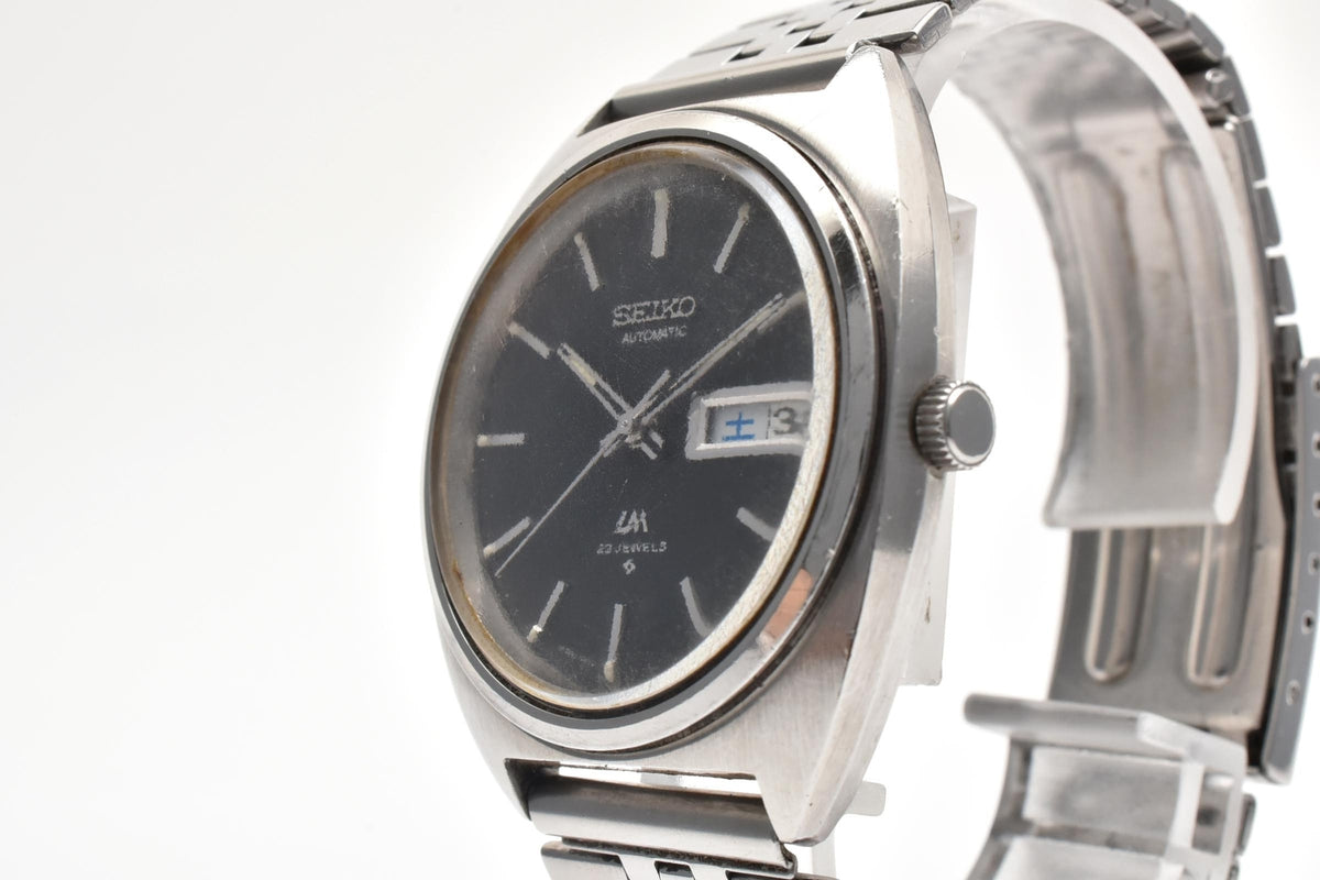 美品 SEIKO セイコー ロードマチック 5606-7140 自動巻き 23石 デイデイト ブラック文字盤 ステンレス クッションケース ヴィンテージ 1971年 メンズ 腕時計 稼働品