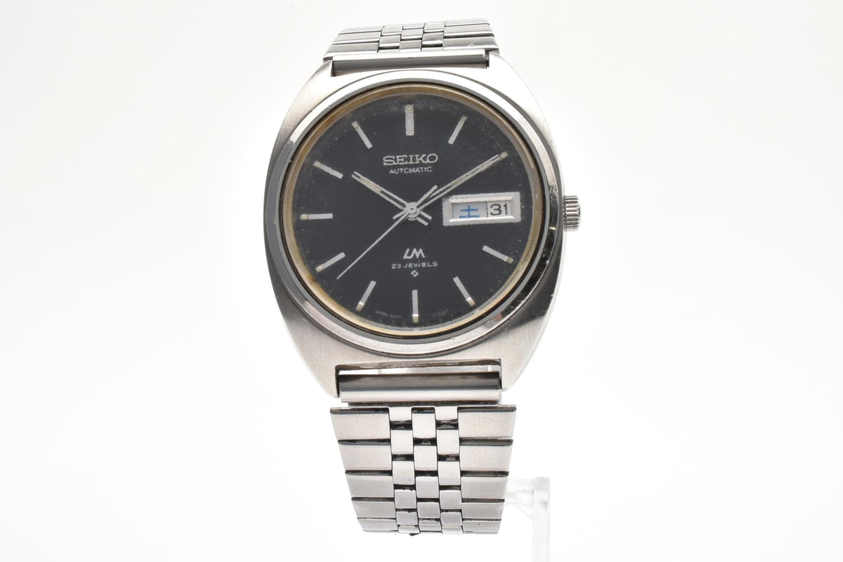 美品 SEIKO セイコー ロードマチック 5606-7140 自動巻き 23石 デイデイト ブラック文字盤 ステンレス クッションケース ヴィンテージ 1971年 メンズ 腕時計 稼働品