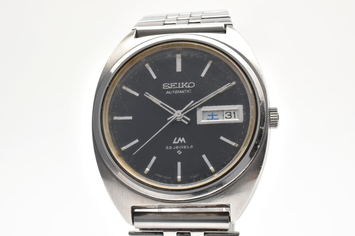美品 SEIKO セイコー ロードマチック 5606-7140 自動巻き 23石 デイデイト ブラック文字盤 ステンレス クッションケース ヴィンテージ 1971年 メンズ 腕時計 稼働品