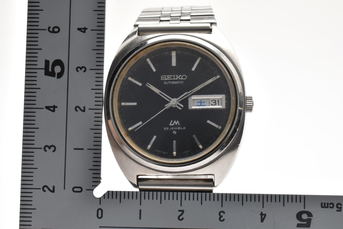 美品 SEIKO セイコー ロードマチック 5606-7140 自動巻き 23石 デイデイト ブラック文字盤 ステンレス クッションケース ヴィンテージ 1971年 メンズ 腕時計 稼働品