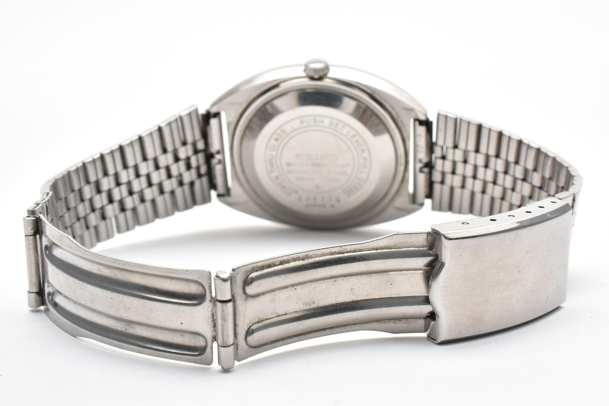 美品 SEIKO セイコー ロードマチック 5606-7140 自動巻き 23石 デイデイト ブラック文字盤 ステンレス クッションケース ヴィンテージ 1971年 メンズ 腕時計 稼働品