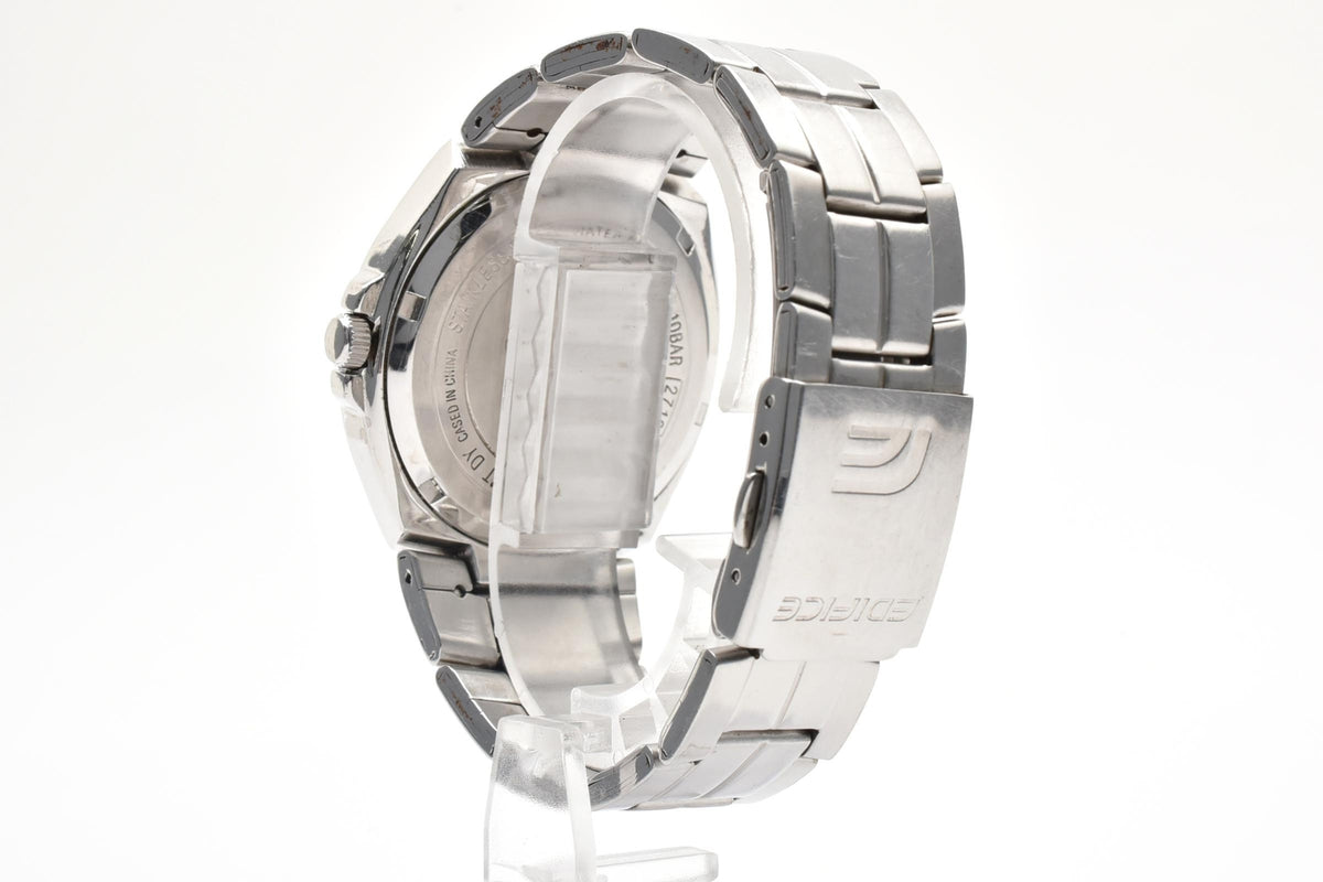 良品 CASIO カシオ エディフィス EF-126 クォーツ 10年電池 デイト シルバー文字盤 ステンレス 10気圧防水 メンズ 腕時計 稼働品