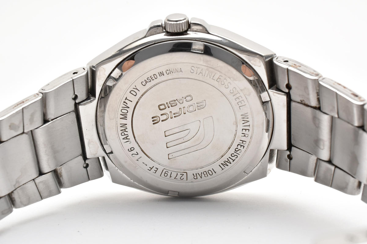 良品 CASIO カシオ エディフィス EF-126 クォーツ 10年電池 デイト シルバー文字盤 ステンレス 10気圧防水 メンズ 腕時計 稼働品