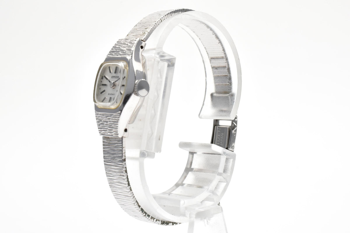 美品 CITIZEN シチズン 4-671741S 手巻き 21石 ホワイト文字盤 WGP ホワイトゴールドメッキ カクテルウォッチ ヴィンテージ 1970年代 レディース 腕時計 稼働品