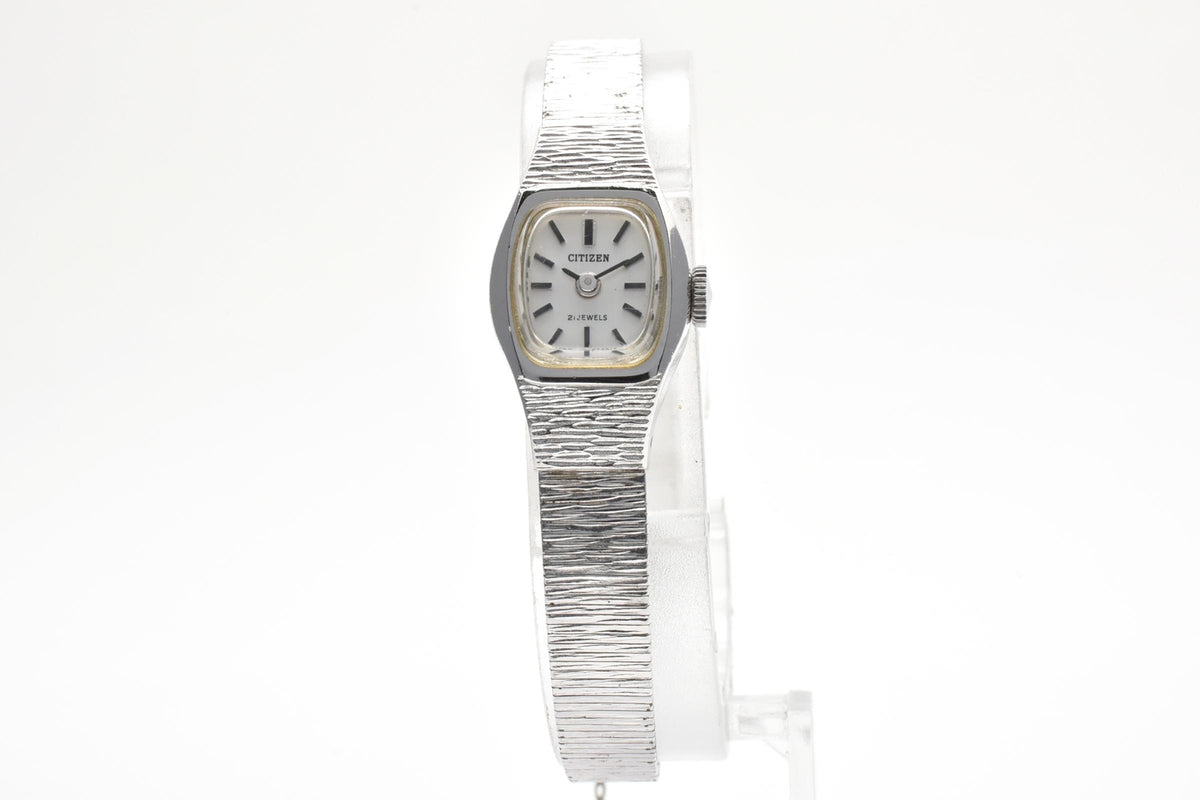 美品 CITIZEN シチズン 4-671741S 手巻き 21石 ホワイト文字盤 WGP ホワイトゴールドメッキ カクテルウォッチ ヴィンテージ 1970年代 レディース 腕時計 稼働品