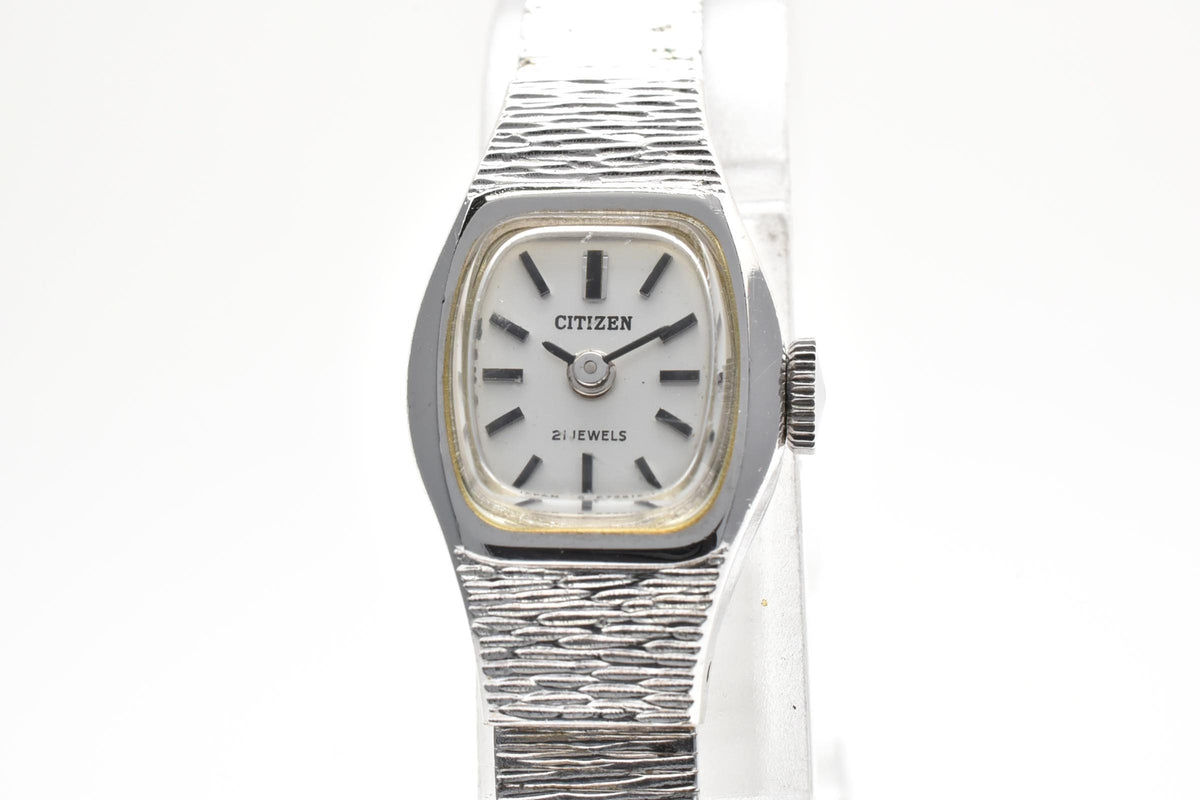 美品 CITIZEN シチズン 4-671741S 手巻き 21石 ホワイト文字盤 WGP ホワイトゴールドメッキ カクテルウォッチ ヴィンテージ 1970年代 レディース 腕時計 稼働品