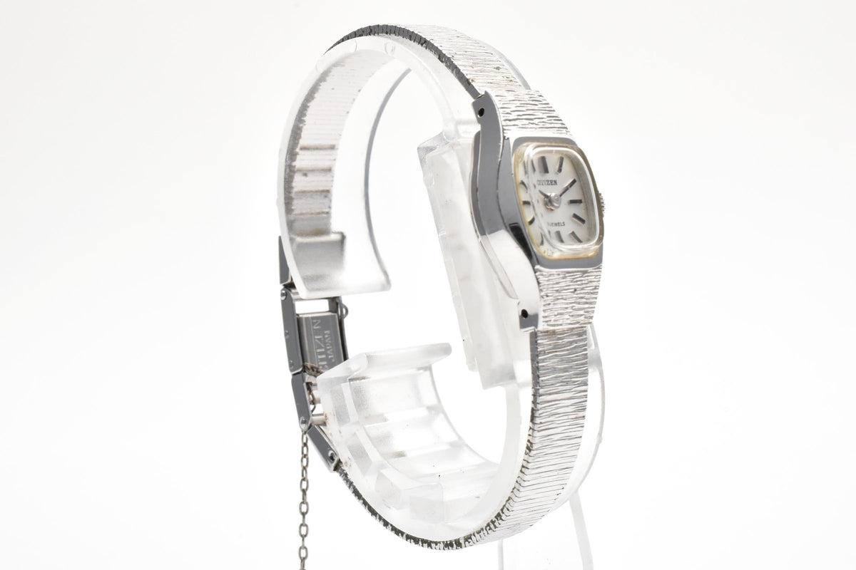 美品 CITIZEN シチズン 4-671741S 手巻き 21石 ホワイト文字盤 WGP ホワイトゴールドメッキ カクテルウォッチ ヴィンテージ 1970年代 レディース 腕時計 稼働品