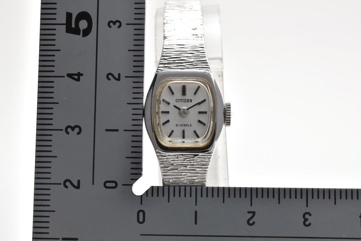 美品 CITIZEN シチズン 4-671741S 手巻き 21石 ホワイト文字盤 WGP ホワイトゴールドメッキ カクテルウォッチ ヴィンテージ 1970年代 レディース 腕時計 稼働品